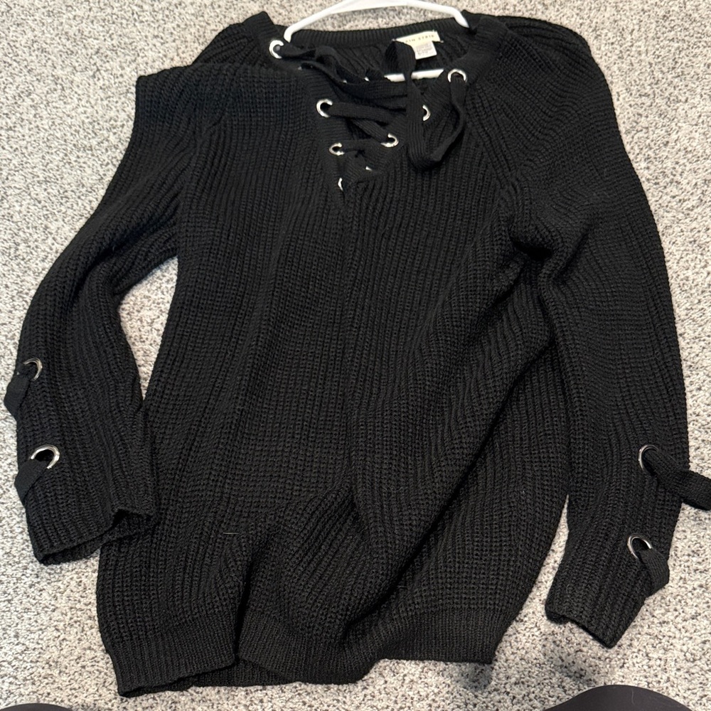 Main Strip Black Off-the-Shoulder Sweater